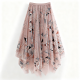 High-Waist Women's Solid Color Gauze Irregular A-Line Mid-Length Skirt