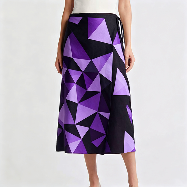 Solid Color Lace-Up Lightweight Linen Wrap Midi Skirt - Spring Summer Autumn